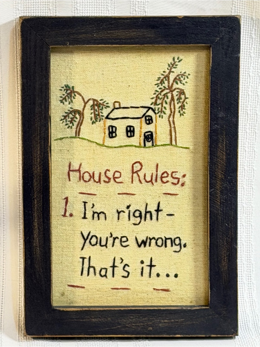 Embroidered House Rules: I’m Right - You’re Wrong. That’s It… 5.5”x8.5”